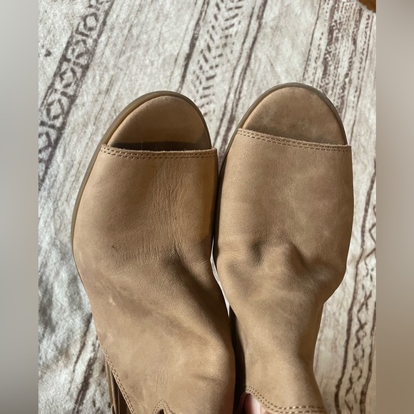 Lucky brand peep toe leather buckle booties size 9 - Picture 8 of 13